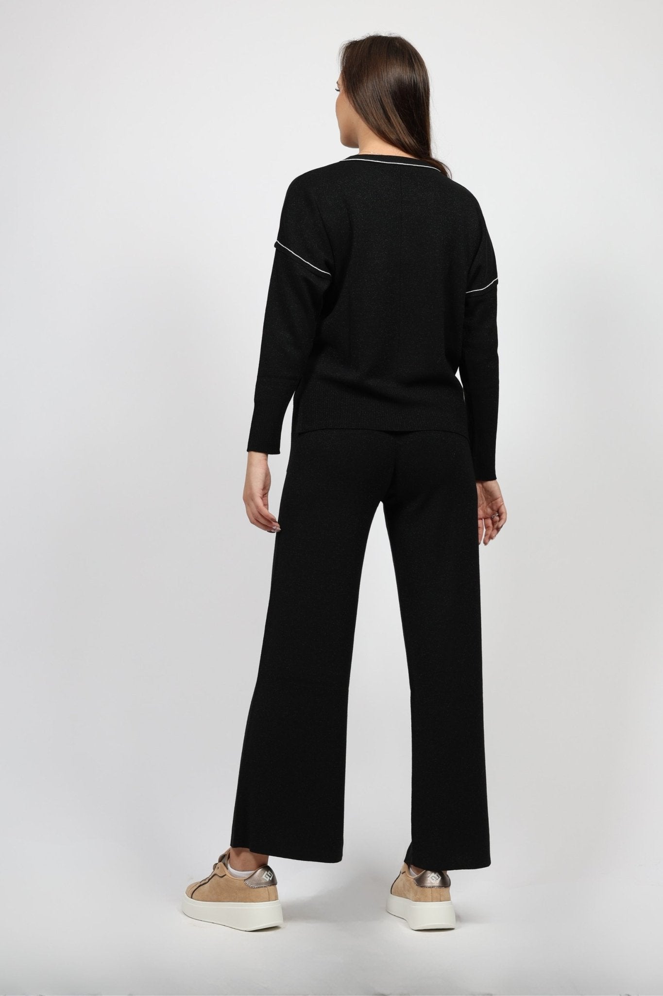 Дамски Плетен Комплект от 2 части, Черен Serianno Collection S Roberto Fashion Store Set SER1711SETBLKBLGS S Черен