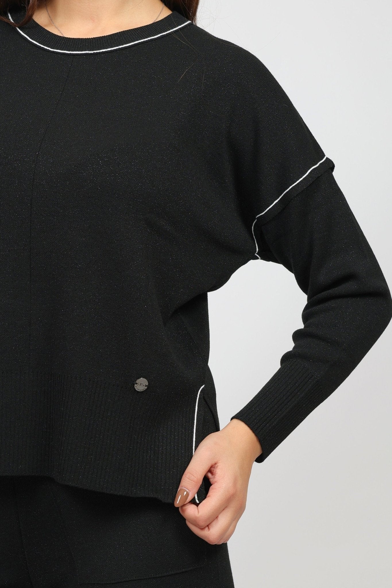 Дамски Плетен Комплект от 2 части, Черен Serianno Collection S Roberto Fashion Store Set SER1711SETBLKBLGS S Черен