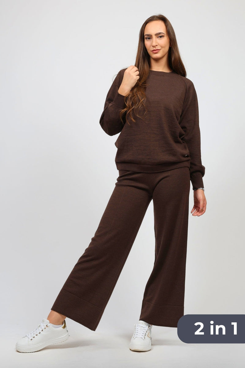 Women's Knitted 2-Piece Set, Brown