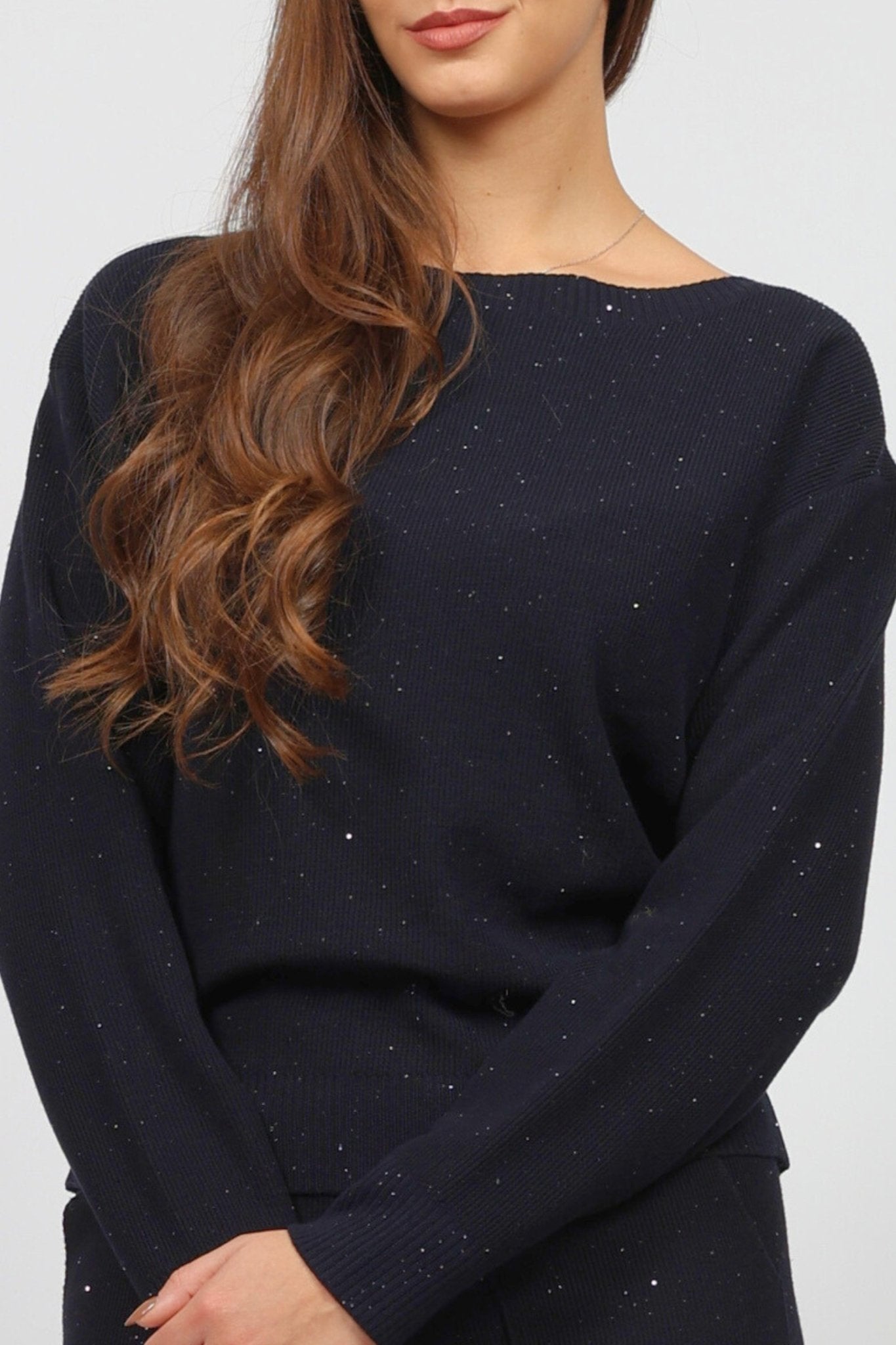 Дамски Плетен Комплект от 2 части, Тъмносин Serianno Collection S Roberto Fashion Store Set SER1611SETNAVBLGM M