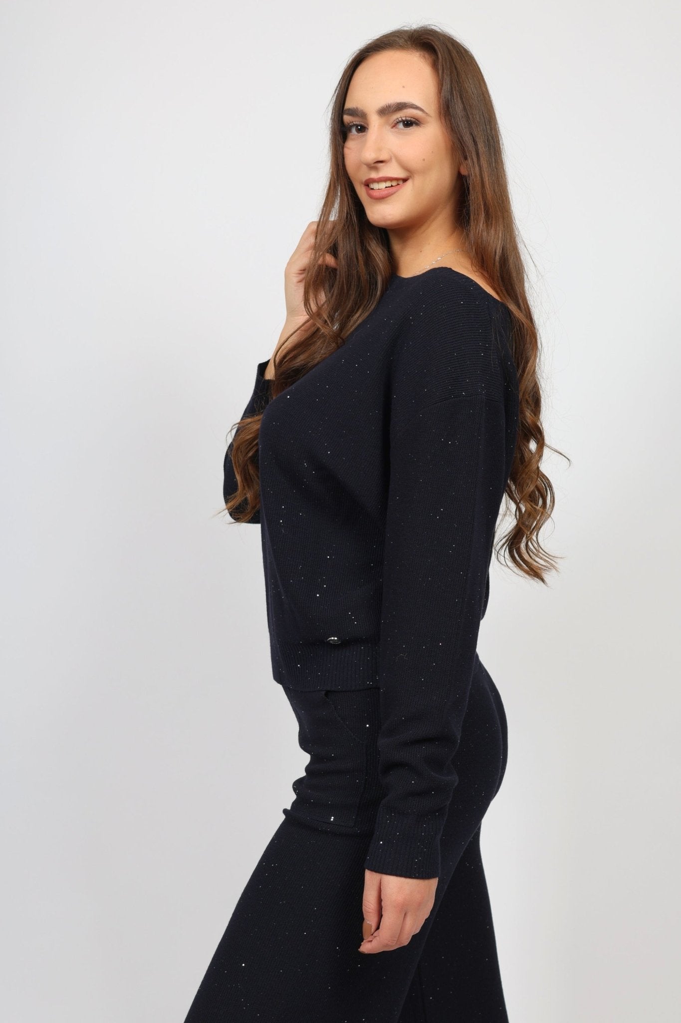 Дамски Плетен Комплект от 2 части, Тъмносин Serianno Collection S Roberto Fashion Store Set SER1611SETNAVBLGM M