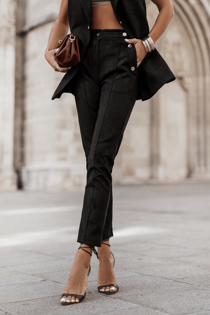 Дамски прави панталони тип цигара KIARA – Черни