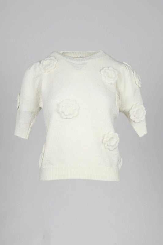 Дамски Пуловер на цветя, Бежов Roberto Fashion Roberto Fashion Store Sweater JNJ0202SWEWHIFLOTU TU