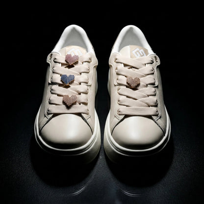Дамски сникърси в бежово с декоративни блестящи сърца Gold&Gold Roberto Fashion Store Sneakers GNG2603GB1045BEI-36 36