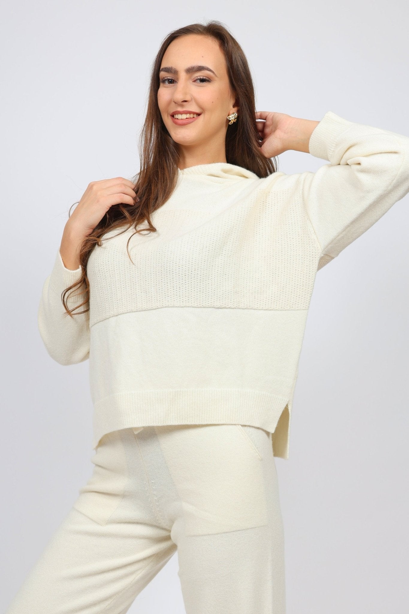 Дамски Спортен Плетен Комплект от 2 части, Бял Serianno Collection S Roberto Fashion Store Set SER1611SETWHICSHS S Бял