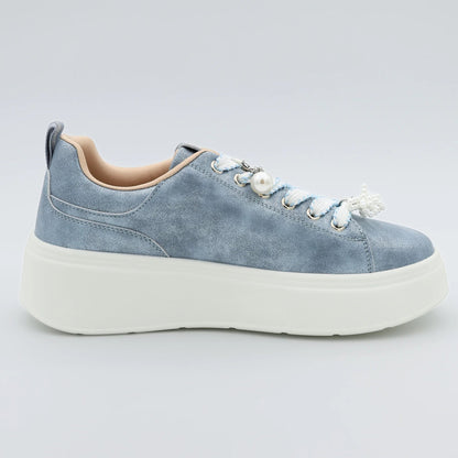Дамски Спортни Сникърси "Evita Peron" с перли Gold&Gold Roberto Fashion Store Sneakers GNG2603GB1046BLU-36 36