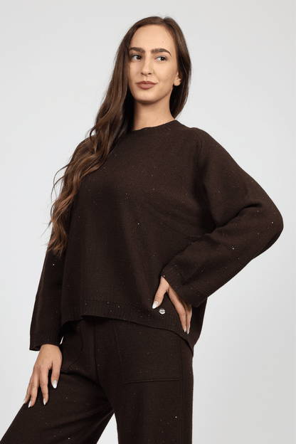 Women's Wool 2-Piece Set, Brown