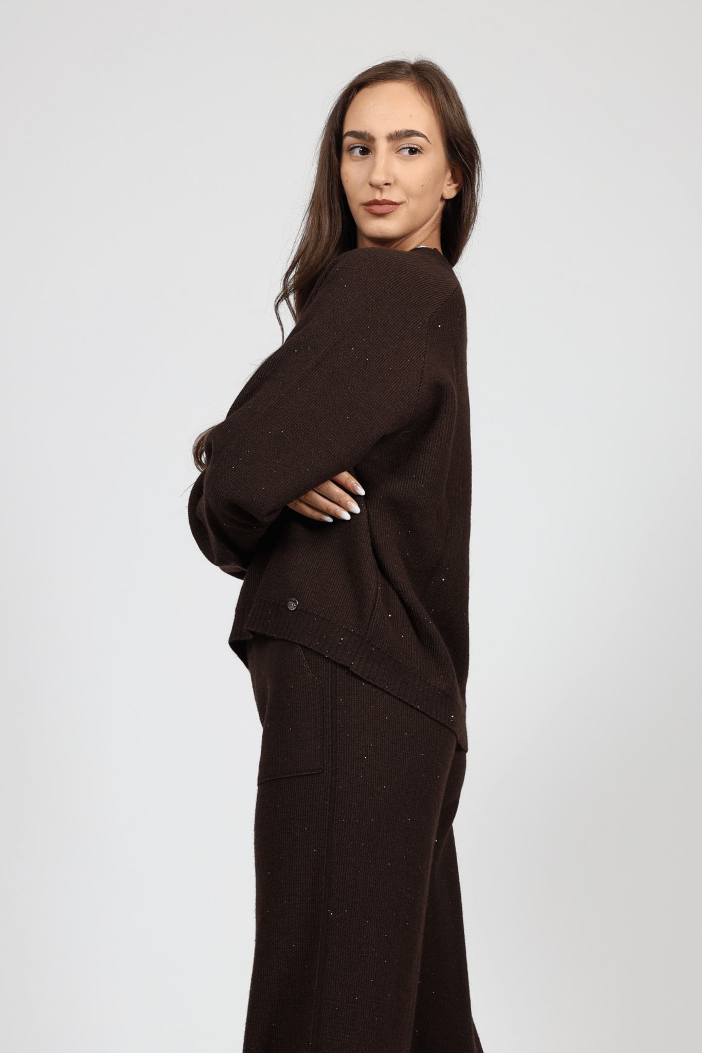 Women's Wool 2-Piece Set, Brown