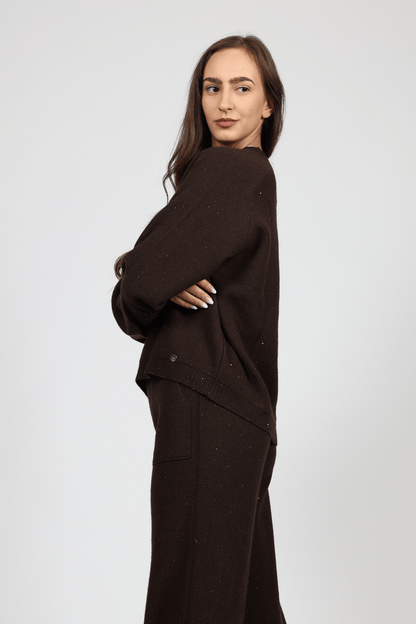 Women's Wool 2-Piece Set, Brown