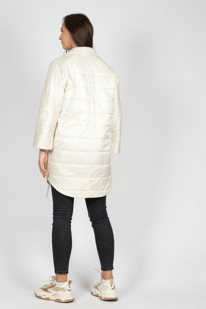 Дамско Двулицево Палто, Бял