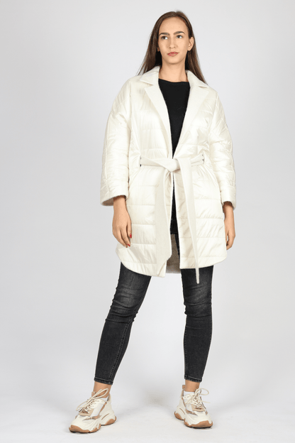 Дамско Двулицево Палто, Бял