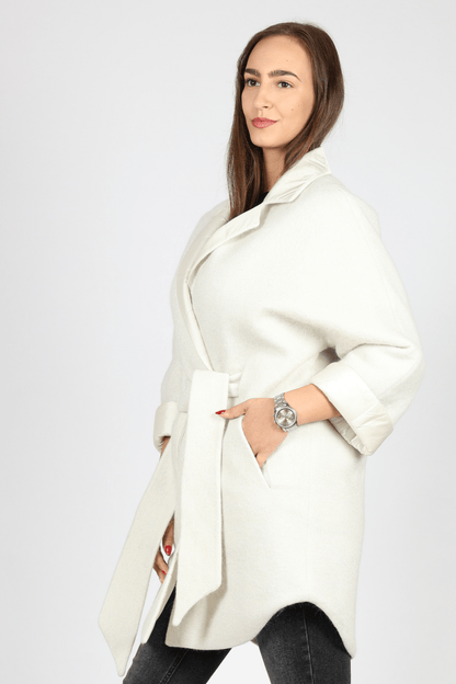 Дамско Двулицево Палто, Бял