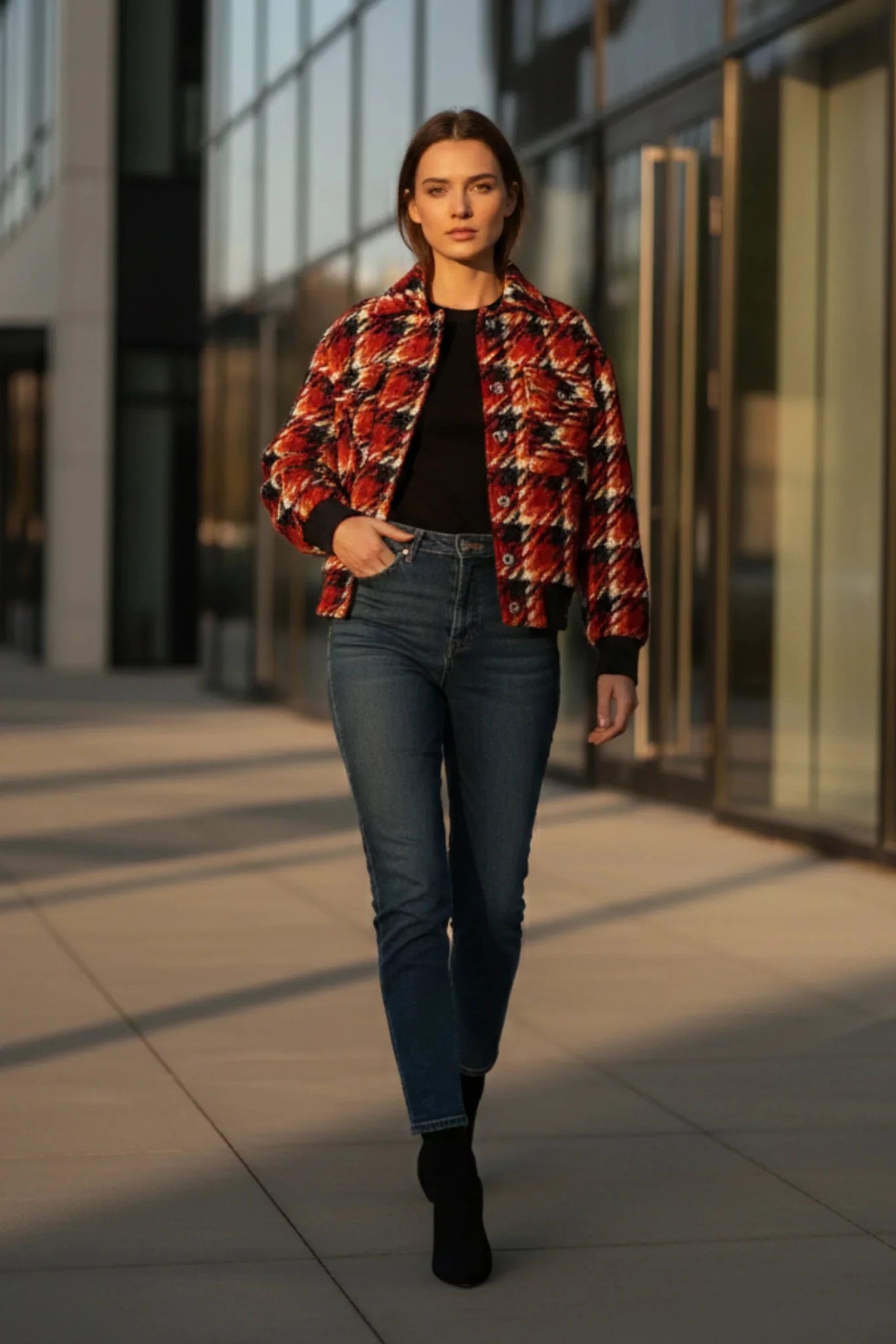 Дамско Карирано Сако, Червен La Sagrada Roberto Fashion Store Trousers LSG0102JCKREDTRT38 38