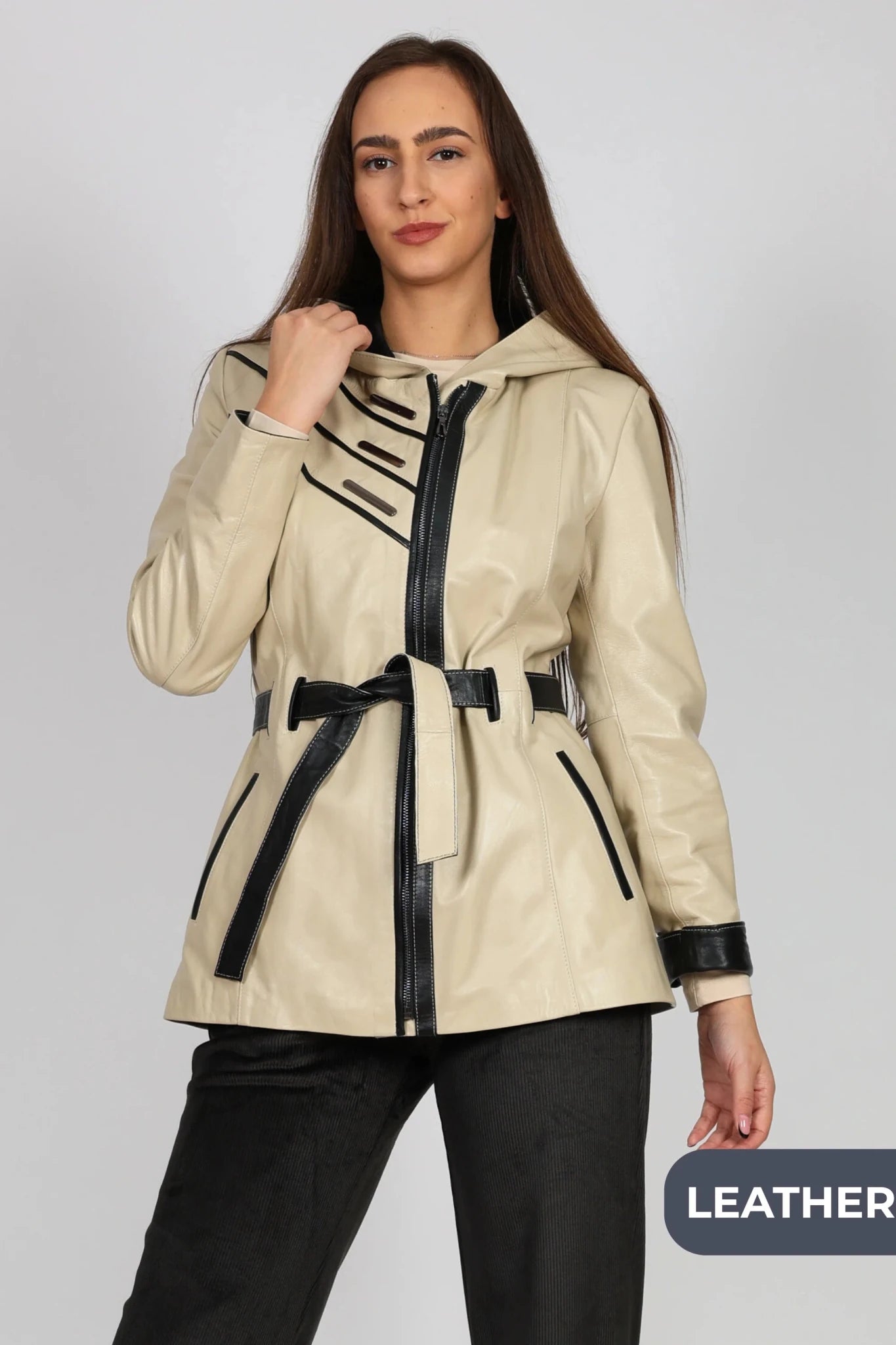 Дамско Кожено Яке, Бежов Roberto&Co Roberto Fashion Store Jacket LEA2511JCKBEIBLTM XS