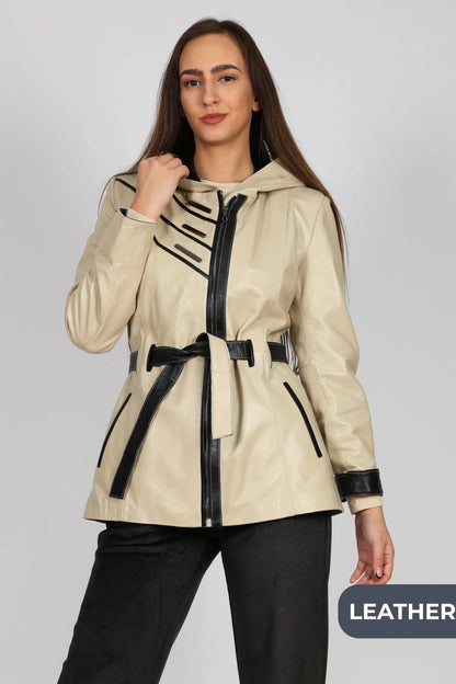 Дамско Кожено Яке, Бежов Roberto&Co Roberto Fashion Store Jacket LEA2511JCKBEIBLTM XS