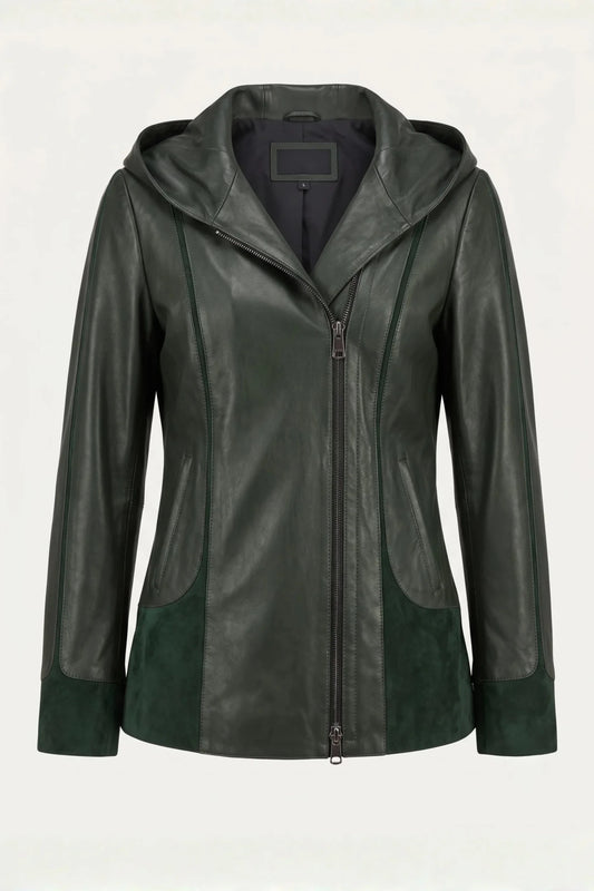 Дамско кожено яке Siena в зелен цвят Roberto&Co Roberto Fashion Store Jacket LEA2505JCKGRNVLR-XS XS