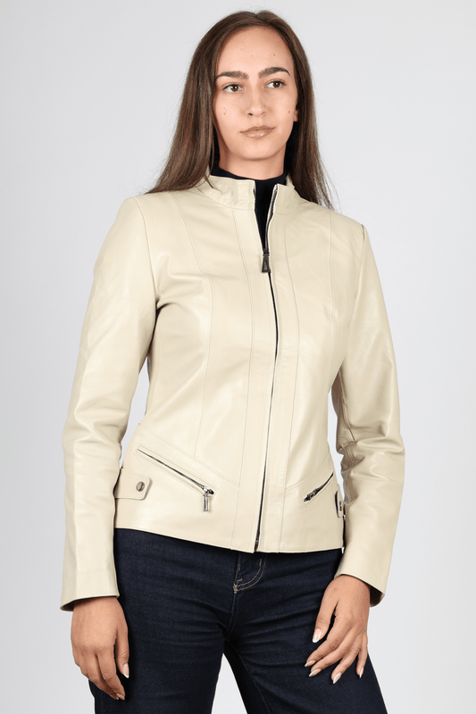 Women's Leather Jacket, Beige