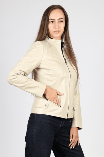 Women's Leather Jacket, Beige