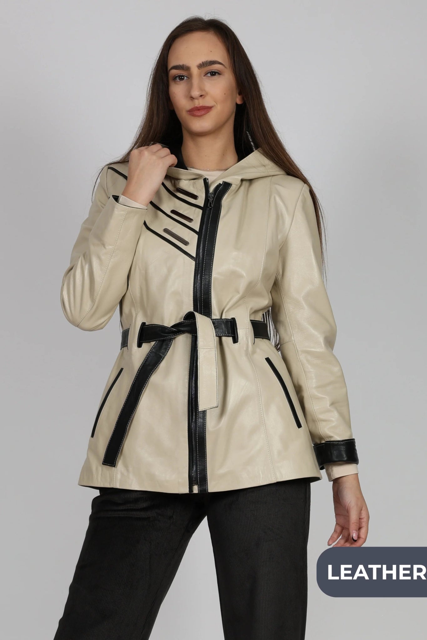 Дамско Кожено Яке, Бежов Roberto Fashion Roberto Fashion Store Jacket LEA2511JCKBEIBLTM XS