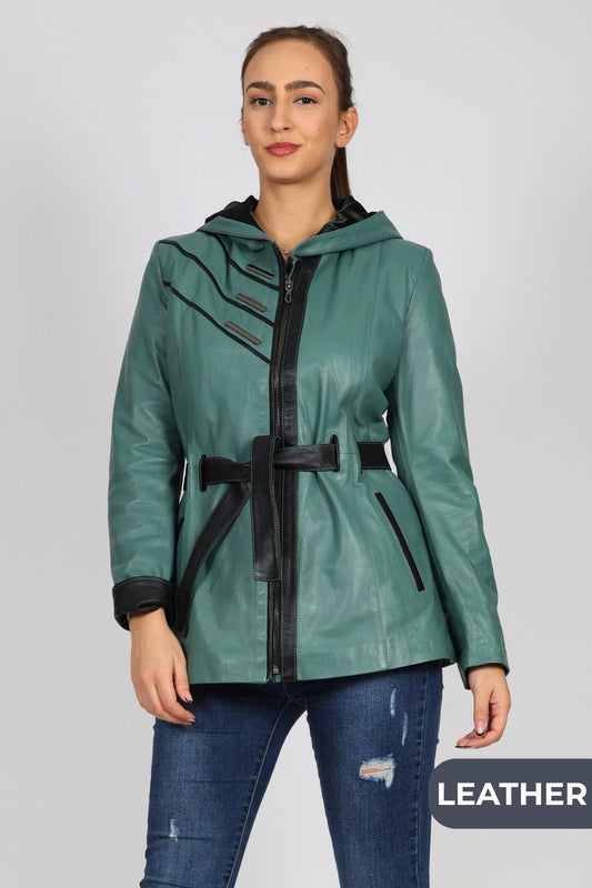 Дамско Кожено Яке, Грахово Зелен Roberto Fashion Roberto Fashion Store Jacket LEA2511JCKGRLBLTM XS