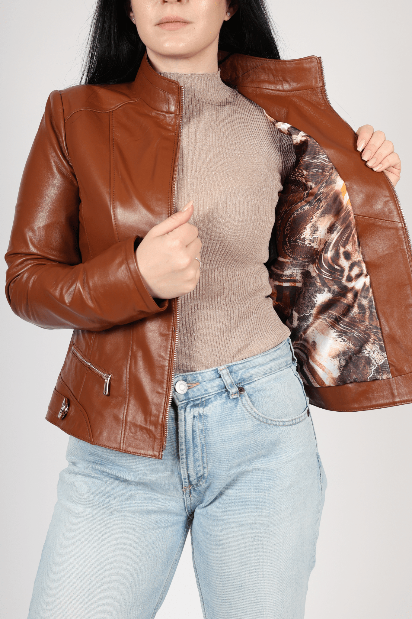 Women's Leather Jacket, Brown