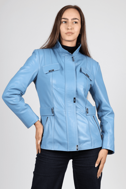 Women's Leather Jacket, Blue