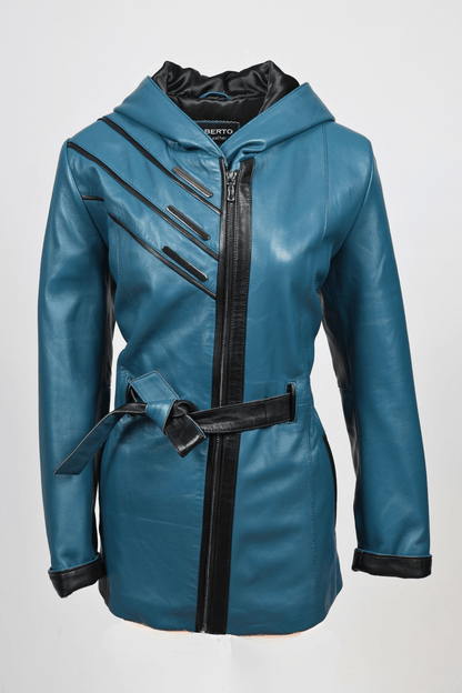 Дамско Кожено Яке, Син Roberto Fashion Roberto Fashion Store Jacket LEA2511JCKPETBLTM XS