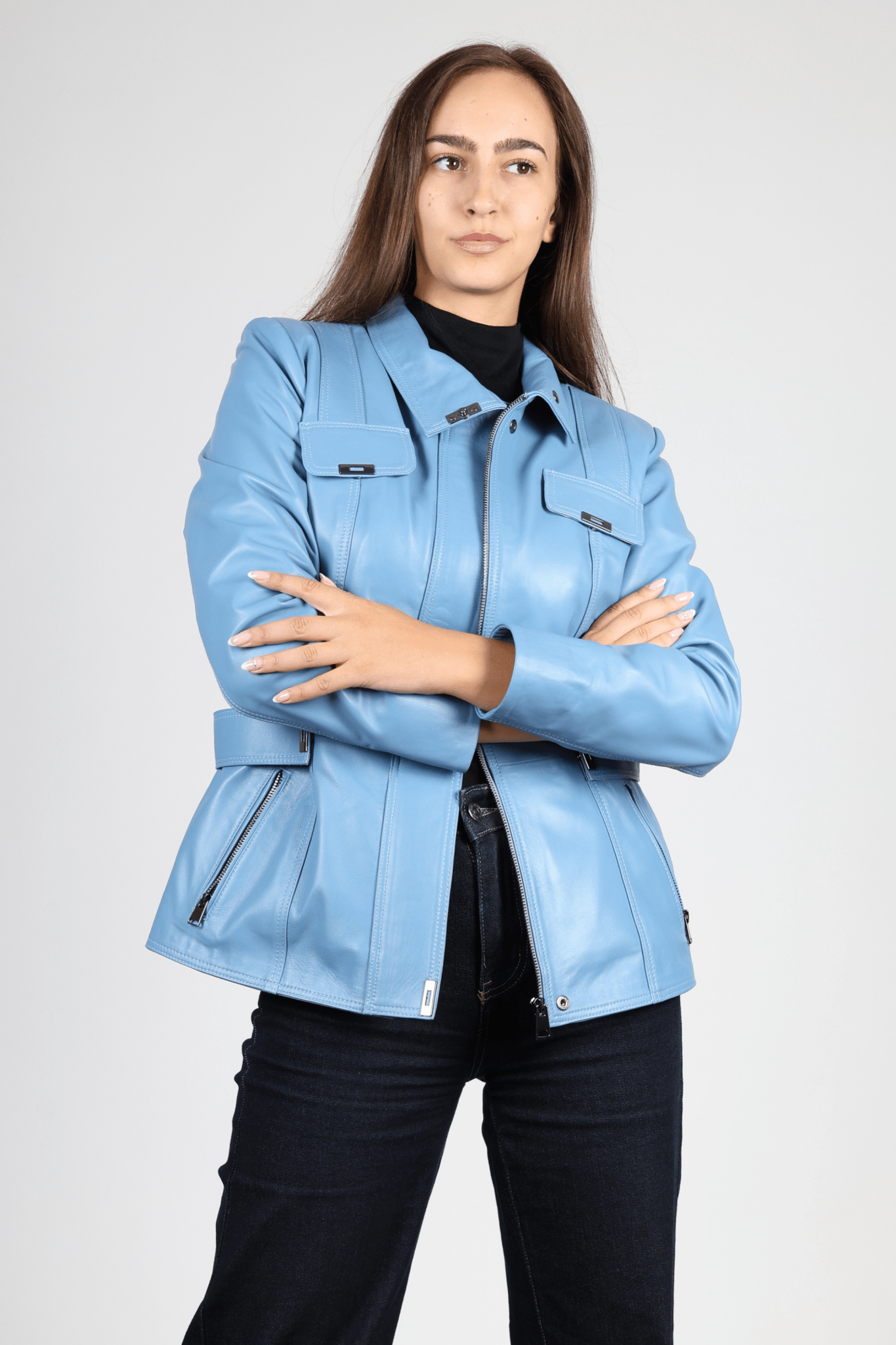 Women's Leather Jacket, Blue