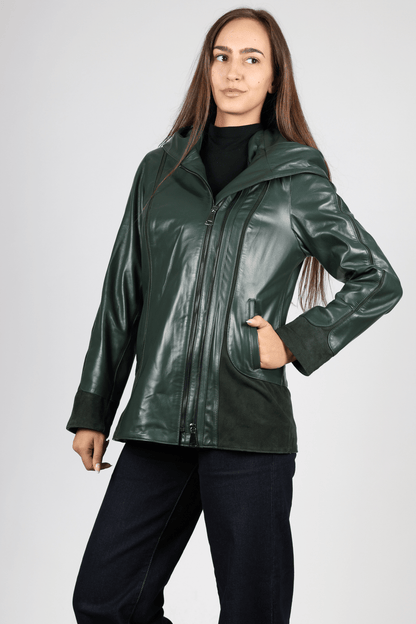 Women's Leather Jacket, Green