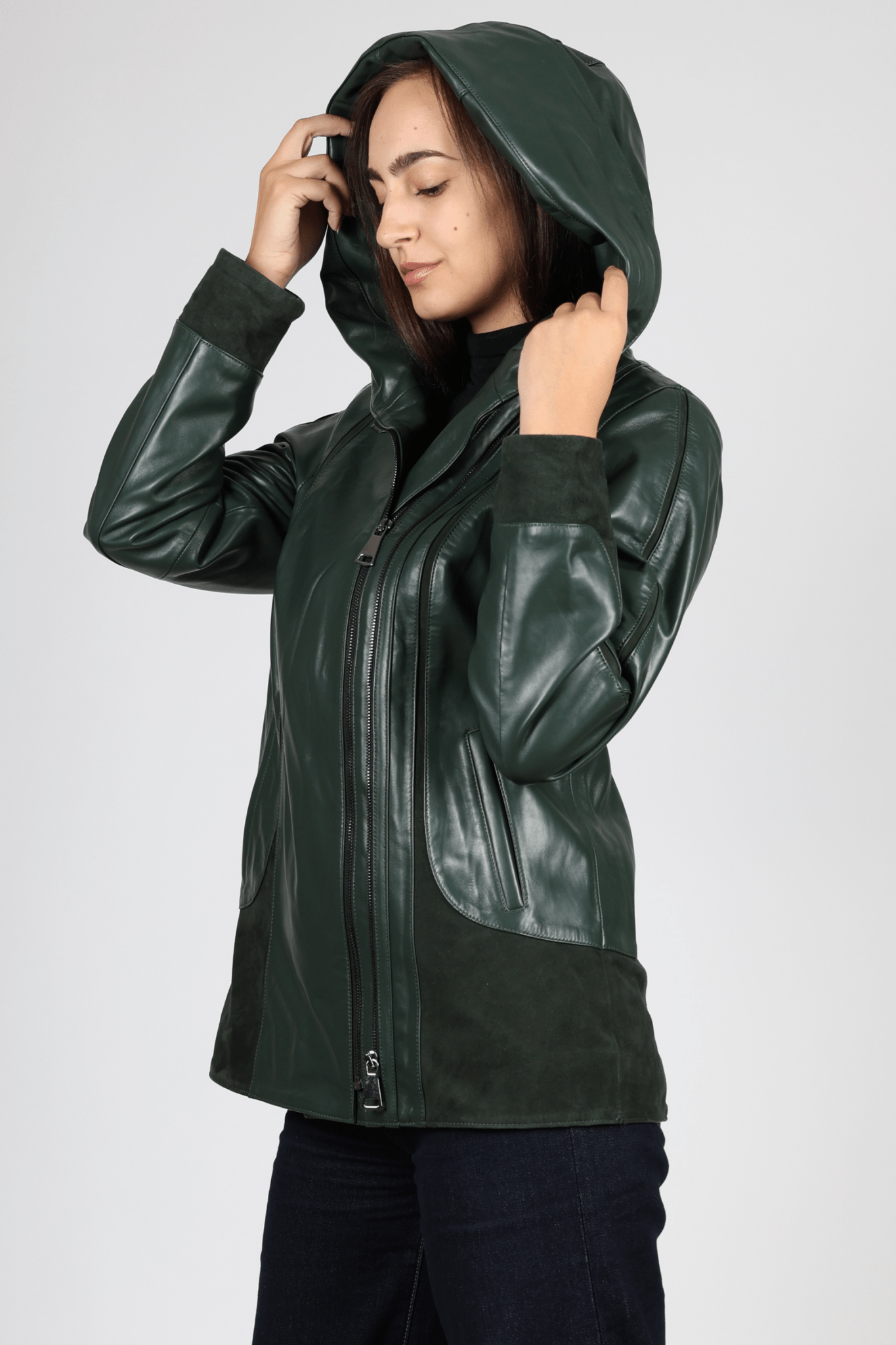 Women's Leather Jacket, Green