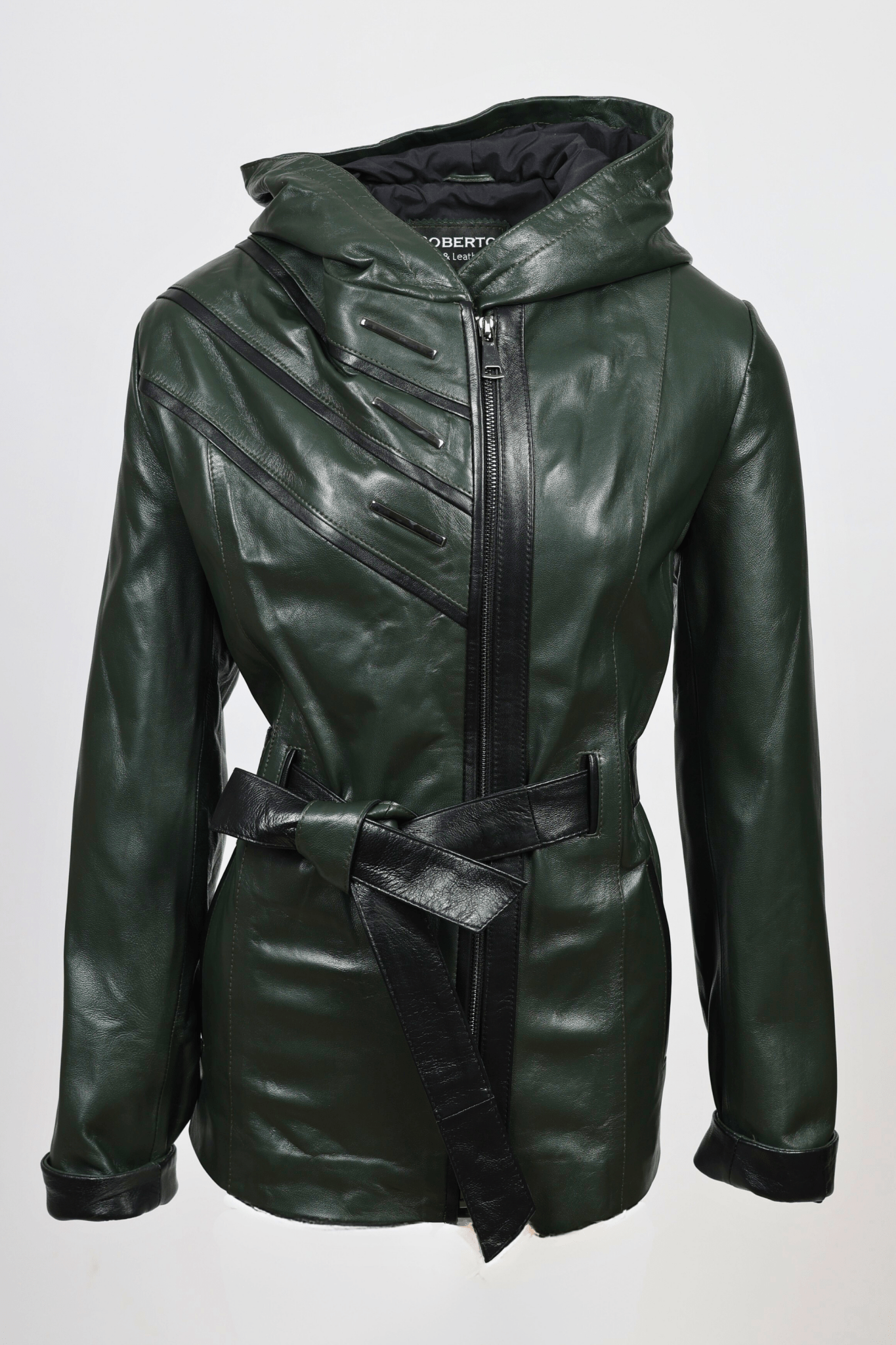 Дамско Кожено Яке, Зелен Roberto Fashion Roberto Fashion Store Jacket LEA2511JCKGRNBLTM XS