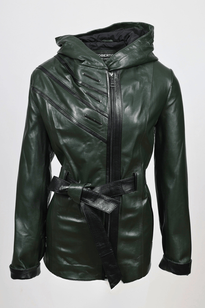 Дамско Кожено Яке, Зелен Roberto Fashion Roberto Fashion Store Jacket LEA2511JCKGRNBLTM XS