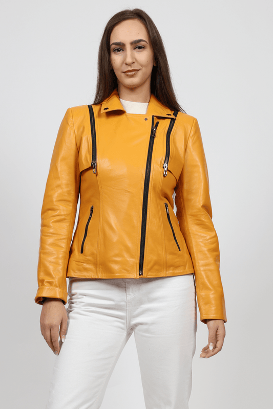 Women's Leather Jacket, Yellow