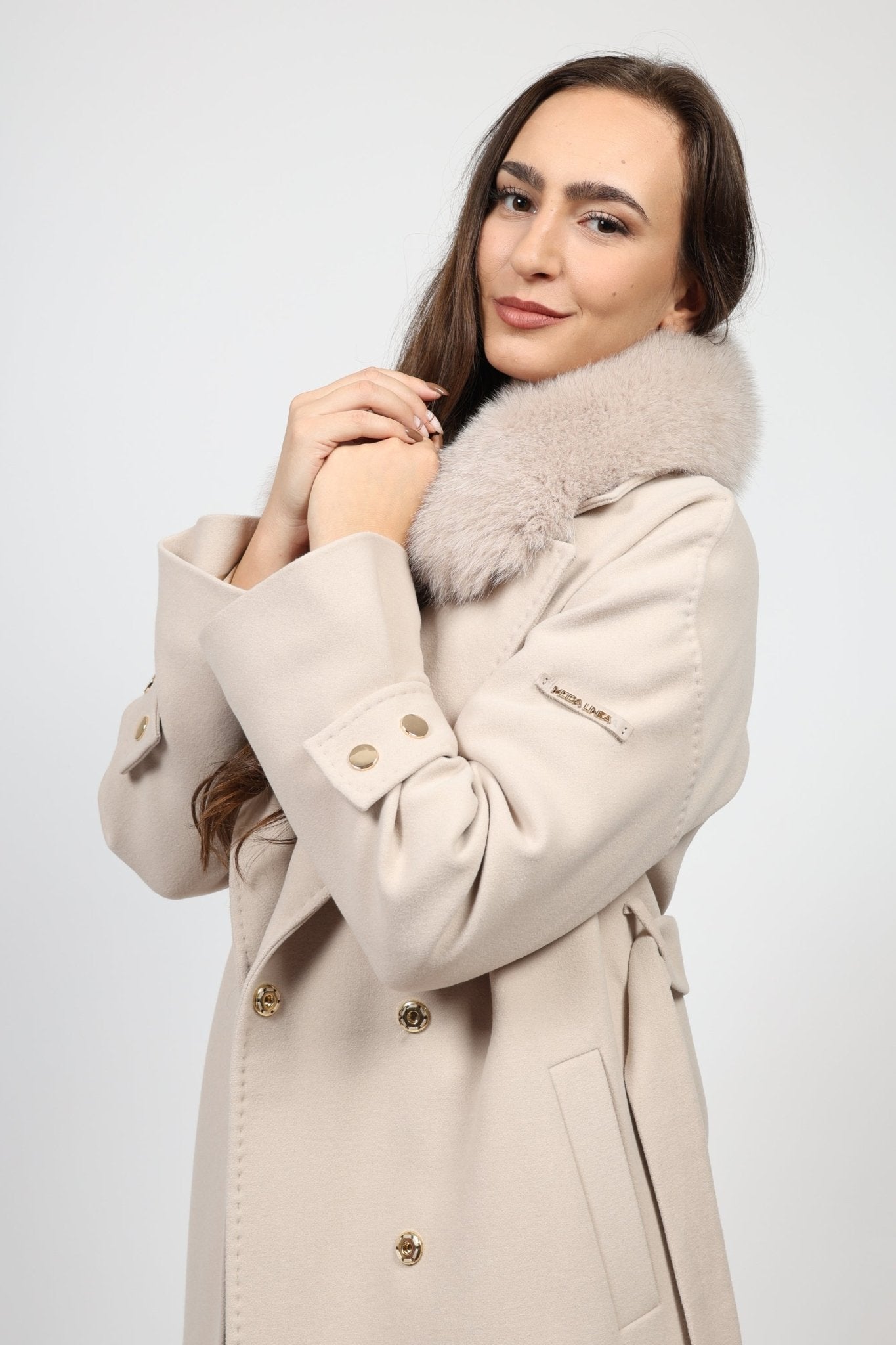 Дамско Палто, Бежов Modalinea Roberto Fashion Store Coat MDL1411COABEIFUR38 38 Бежов