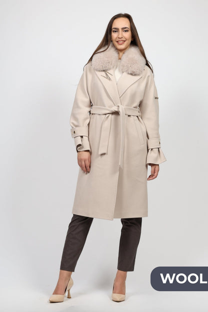 Дамско Палто, Бежов Modalinea Roberto Fashion Store Coat MDL1411COABEIFUR38 38 Бежов