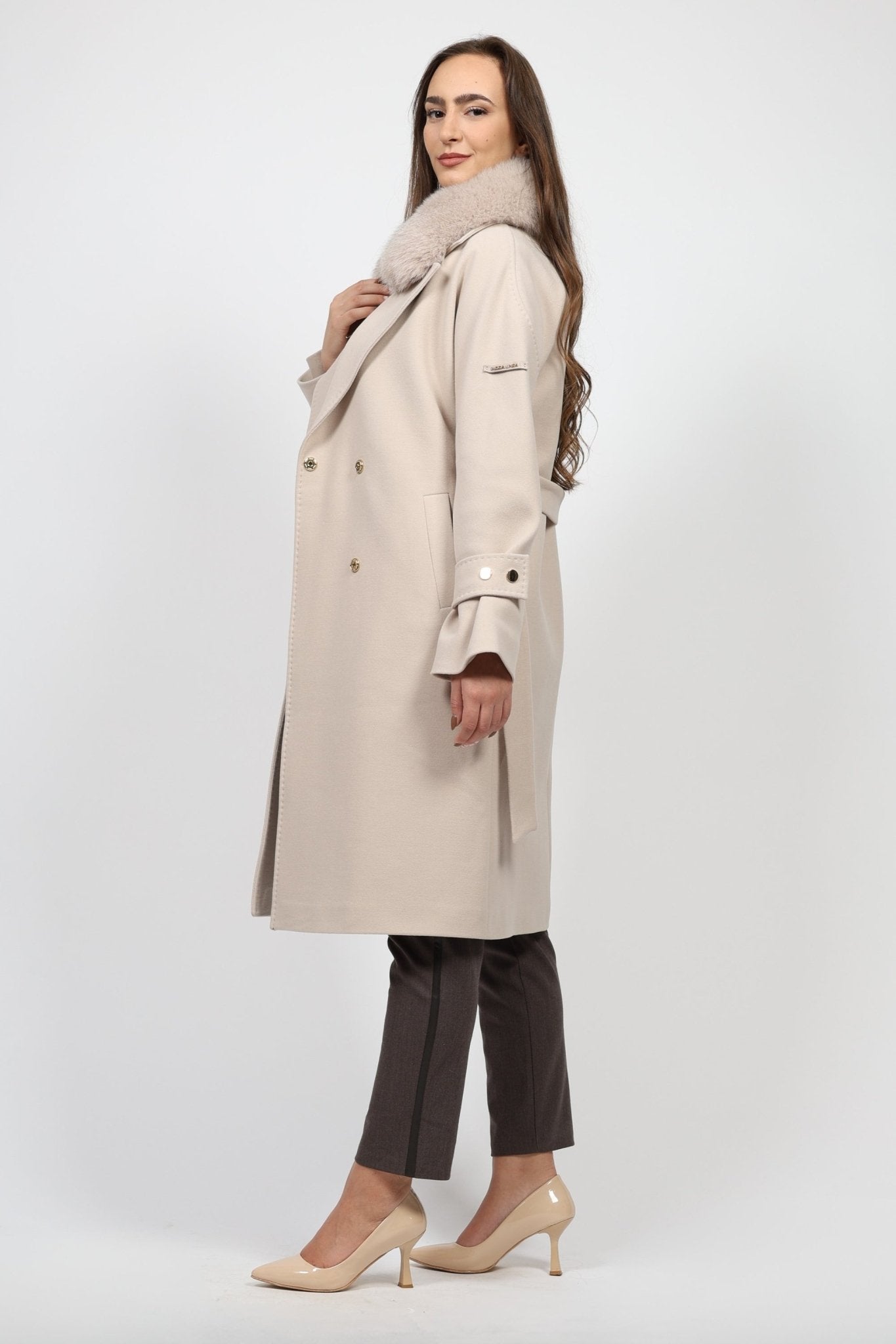 Дамско Палто, Бежов Modalinea Roberto Fashion Store Coat MDL1411COABEIFUR38 38 Бежов
