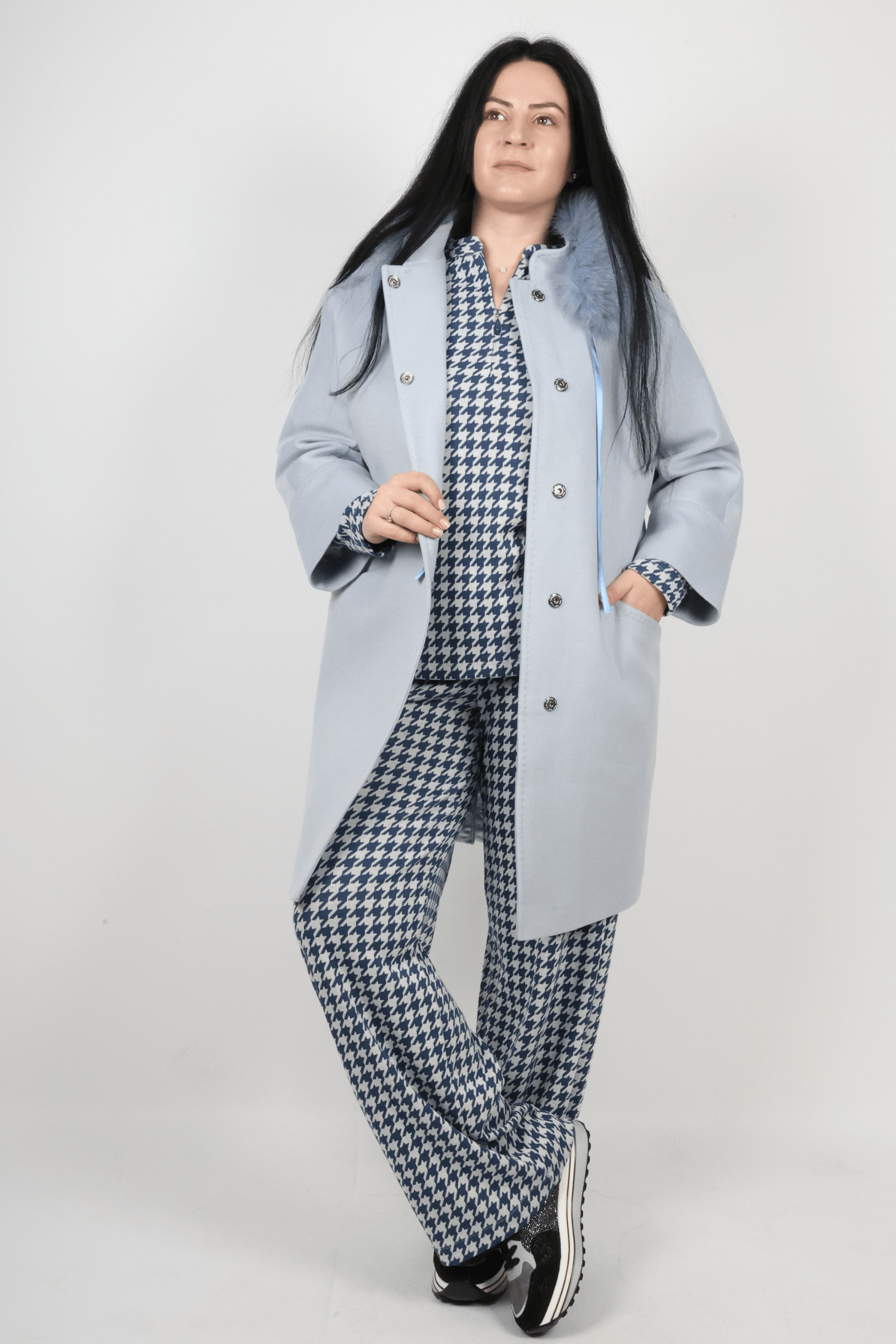 Дамско Палто, Розов & Син Roberto Fashion Store Coat ESMBLU10 42 EU Blue