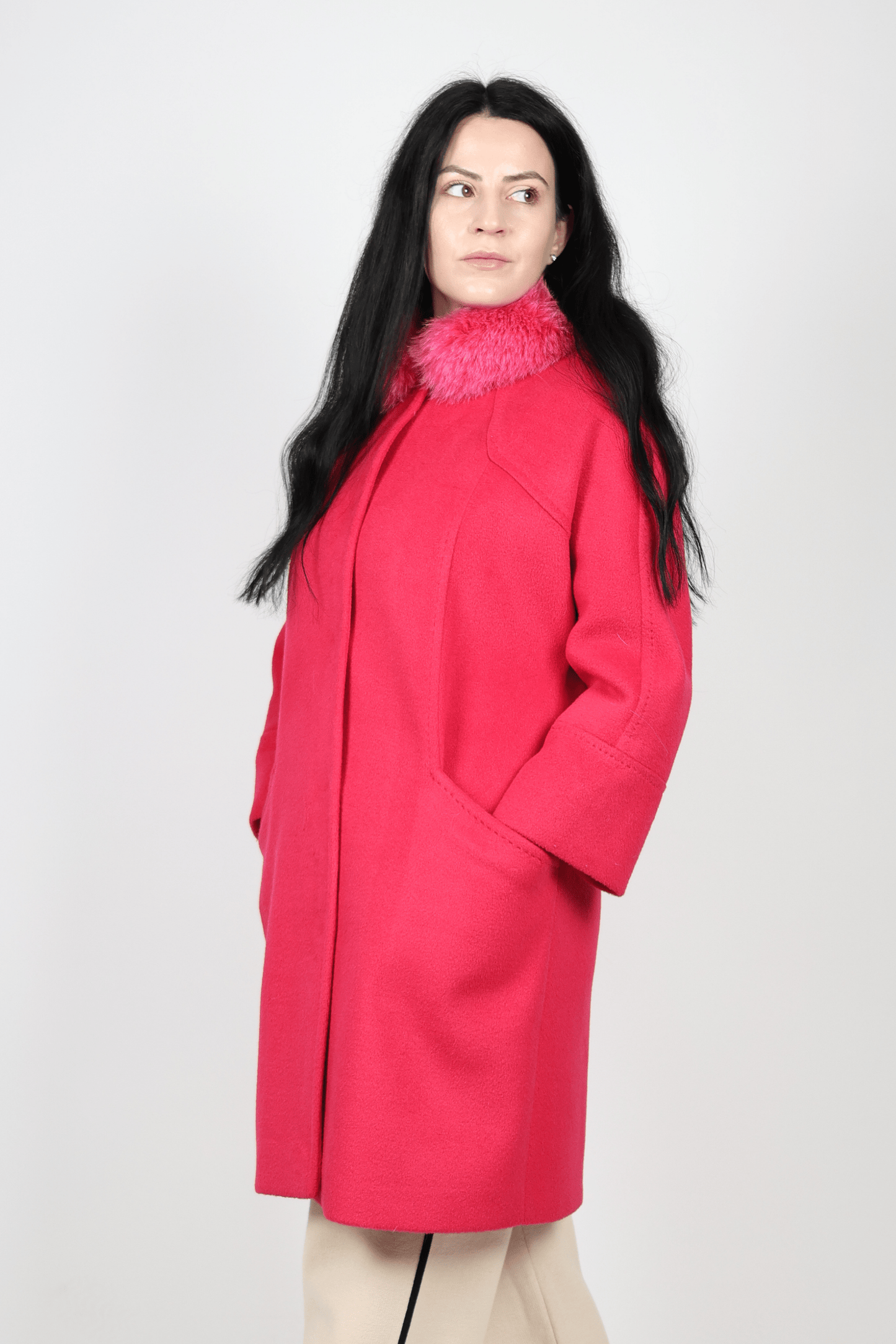 Дамско Палто, Розов & Син Roberto Fashion Store Coat ROBE1042 XS INTL Red