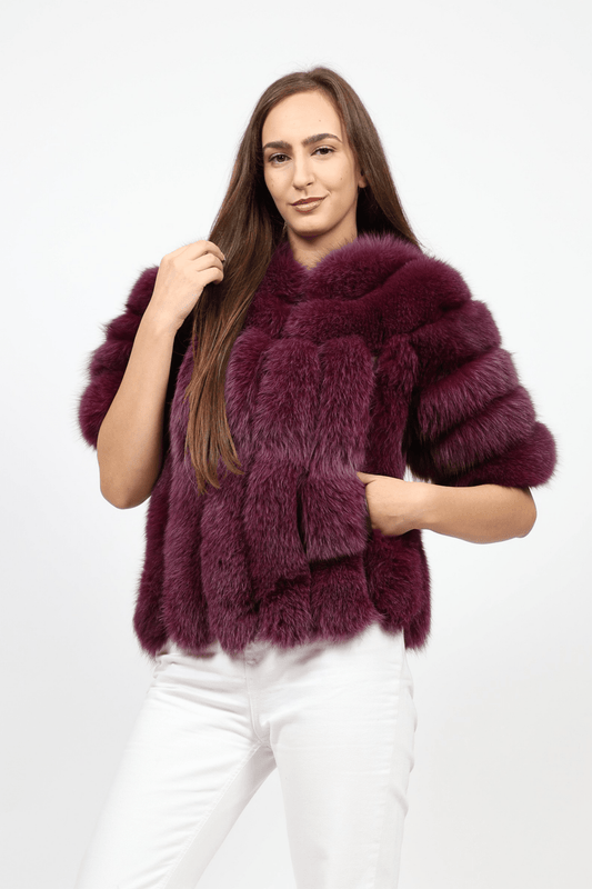 Women's Fur Coat, Burgundy