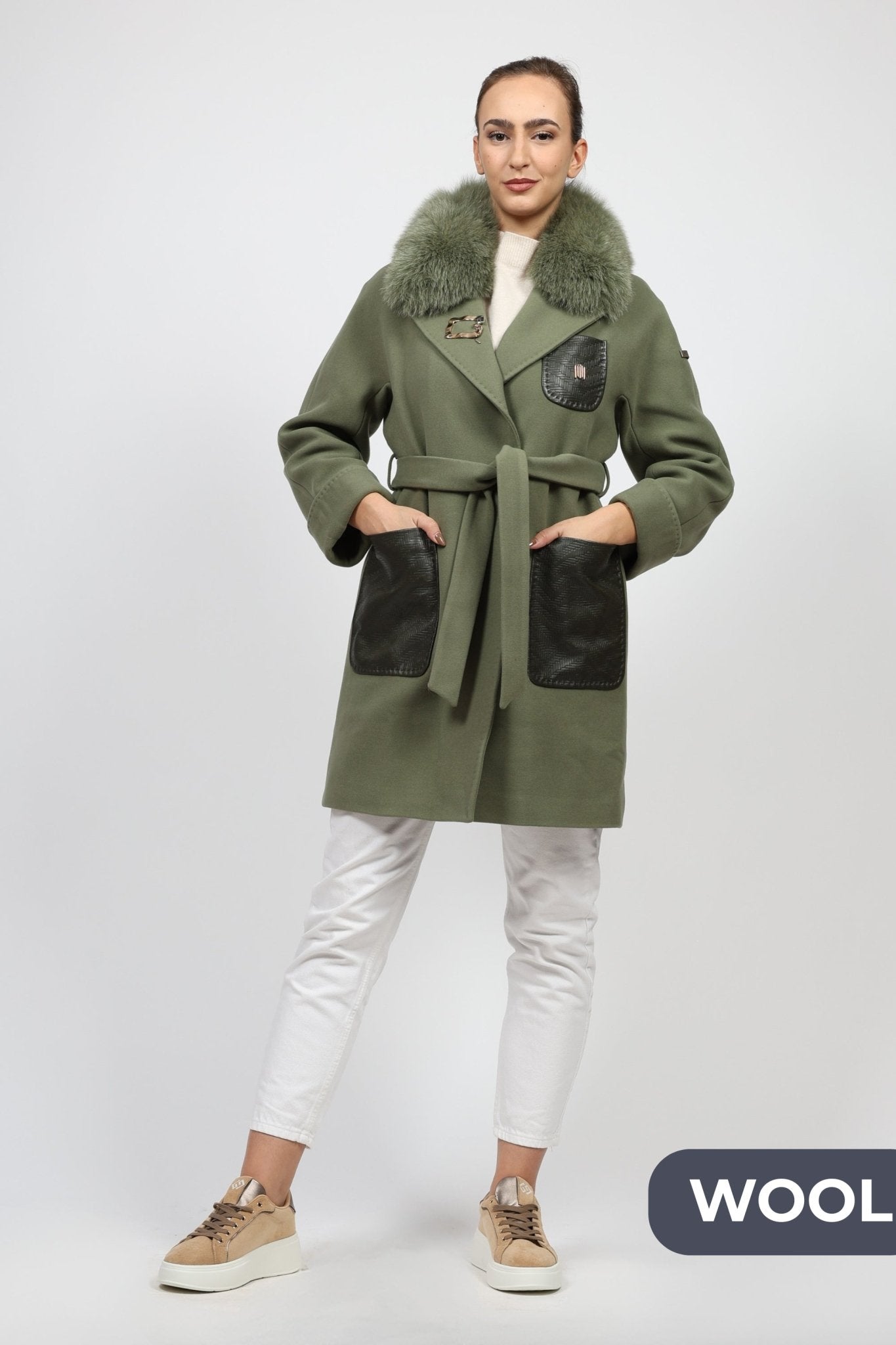 Дамско Палто, Зелен Modalinea Roberto Fashion Store Coat MDL1411COAGRNFUR38 38 Зелен