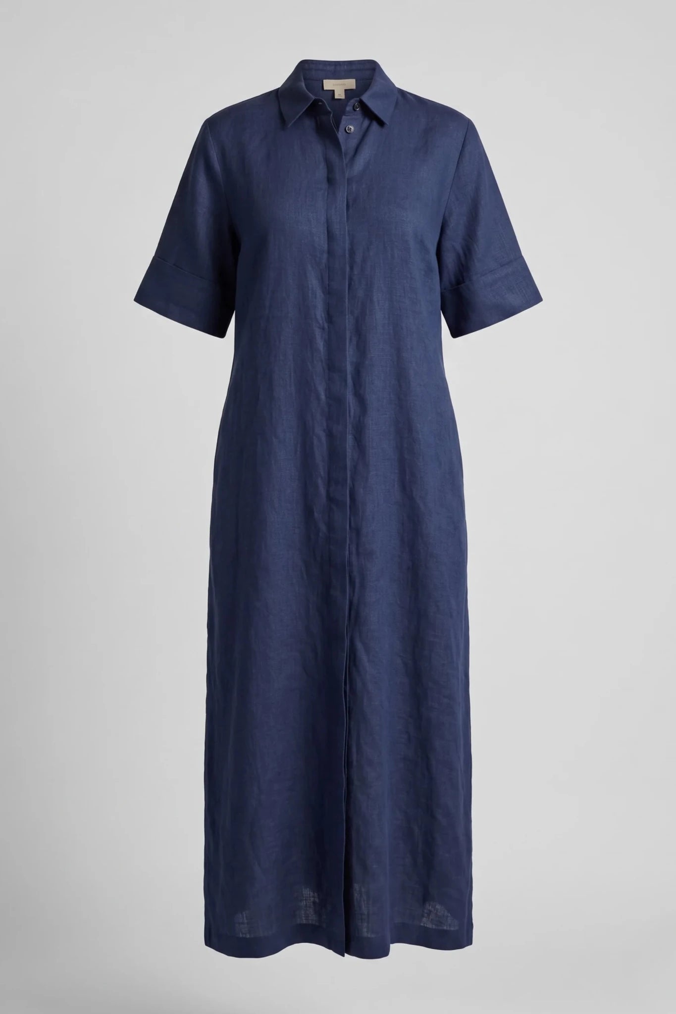 Дълга Рокля тип Риза от 100% Лен – Тъмносин (Navy Blue) VIPART Roberto Fashion Store Set VRP0105DRSNAVLIN38 38