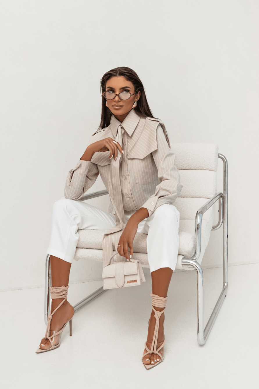 Елегантна риза MILO с бежови райета LaBalancia Roberto Fashion Store Set 5907378518241 S