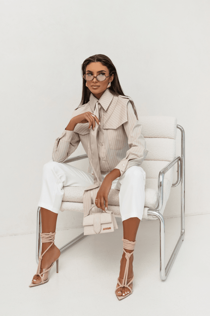 Елегантна риза MILO с бежови райета LaBalancia Roberto Fashion Store Set 5907378518241 S