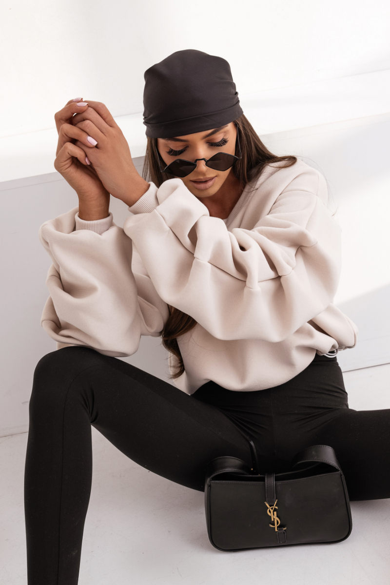 Дамска блуза REMY - бежова, памук с еластан, универсален размер