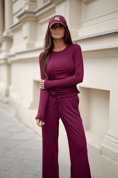 Комплект SHIRA с дълъг ръкав – бордо, вискоза и еластан LaBalancia Roberto Fashion Store Set 5907378515288 L/XL