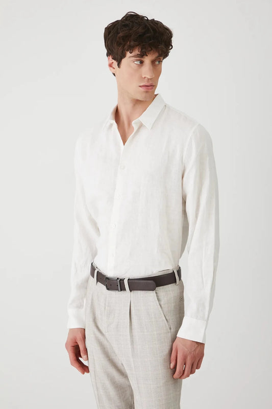 Мъжка ленена риза за плаж в бял цвят Medicine Roberto Fashion Store Shirt RS25KDM090-00X-S S