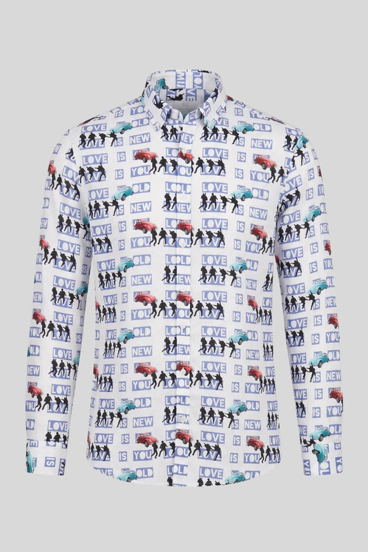 Мъжка риза с дълъг ръкав, бяла Roberto&Co Roberto Fashion Store Shirt MCM0808SHRWHYCARM M