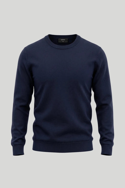 Мъжки памучен пуловер с обло деколте в морско синьо Roberto&Co Roberto Fashion Store Sweater CLM0808KNINAVYBLS S