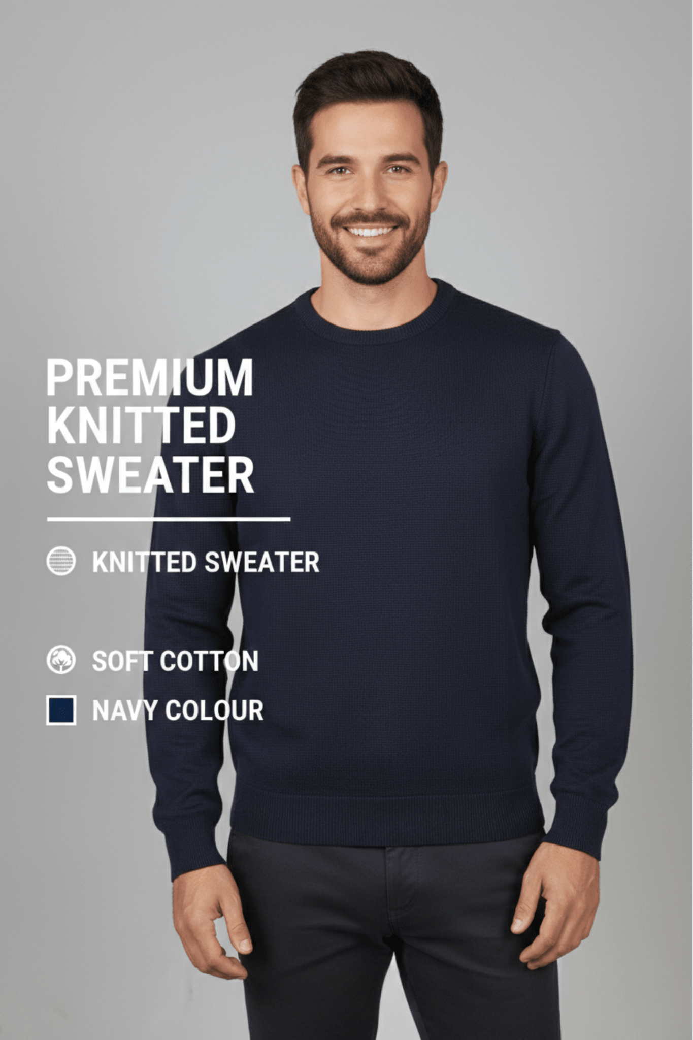 Мъжки Памучен Пуловер, Син Giotelli Roberto Fashion Store Jacket GIO3101SWENAVKNIM M