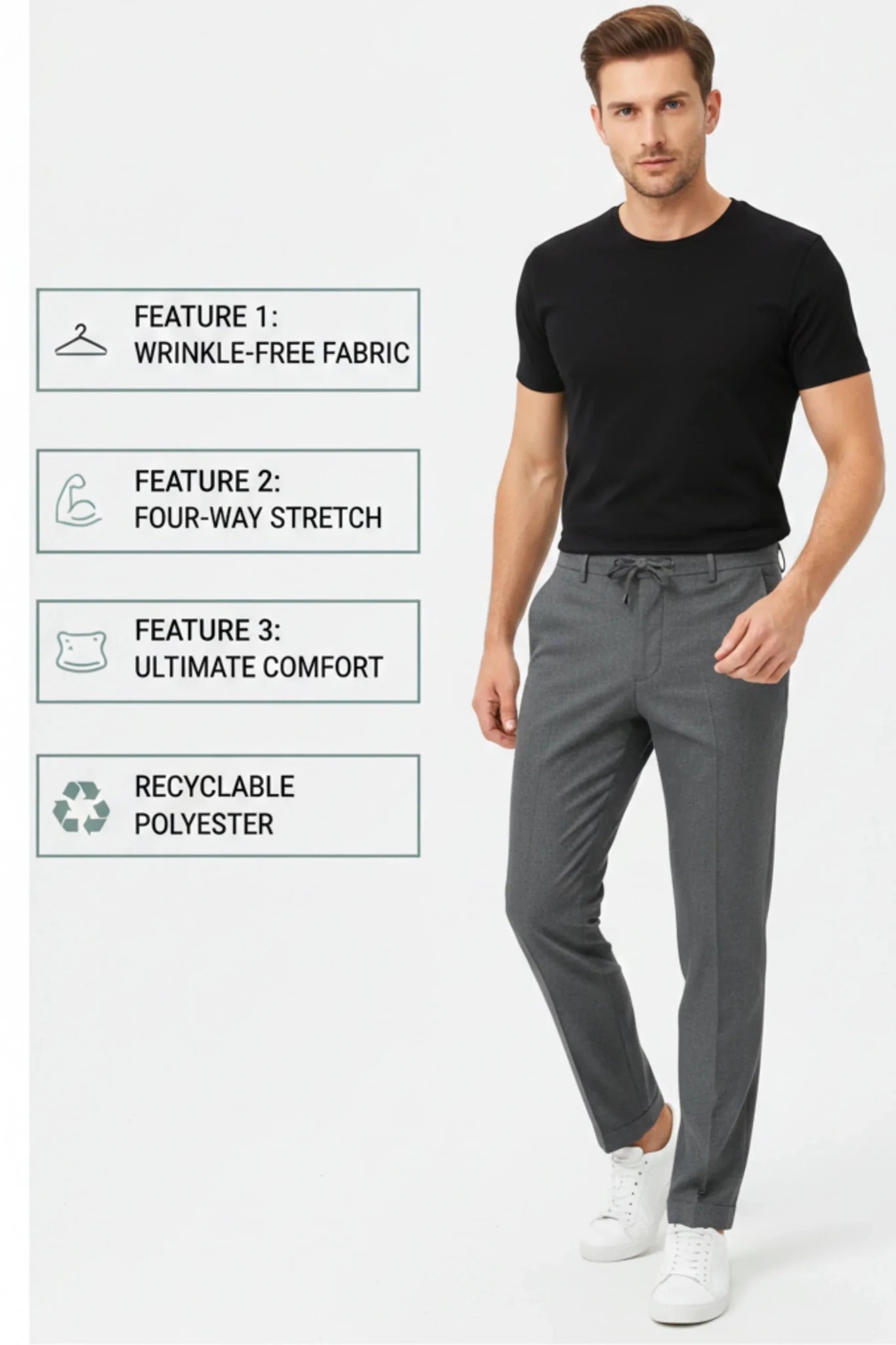 Мъжки Спортен Панталон, Сив Giotelli Roberto Fashion Store Trousers GIO0102TROGRAMAN44 44